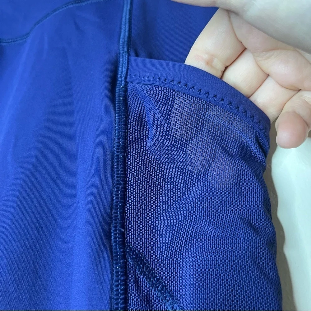 LULULEMON Fast As Light Emperor Blue Mesh Pockets Luxtreme Cropped Leggings
